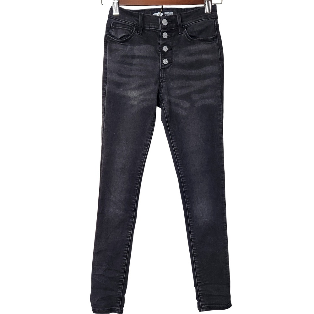 Girls Old Navy black Rockstar Skinny‎ Jeggings Size 12 Button Front